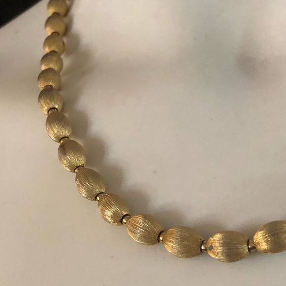 Vintage Brushed Gold Beaded Necklace - Picture 2 of 10